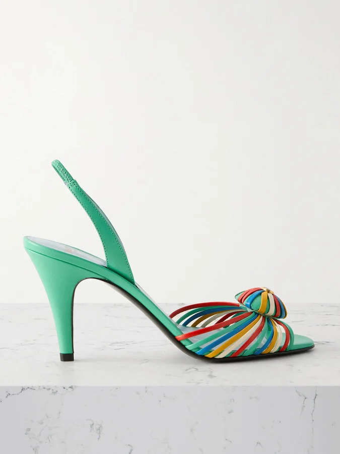 Valentino Garavani - 85 Embellished Leather Slingback Sandals - Green