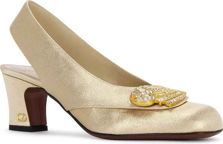 Valentino Garavani Adamantine Sling Back Pump in Metallic Gold - Image 2