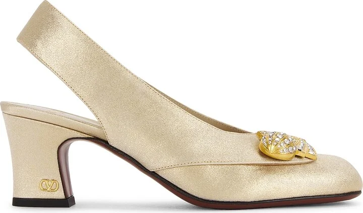 Valentino Garavani Adamantine Sling Back Pump in Metallic Gold