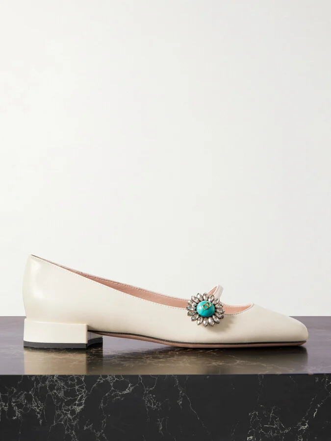 Valentino Garavani - Ballerina 20 Embellished Leather Flats - Ivory