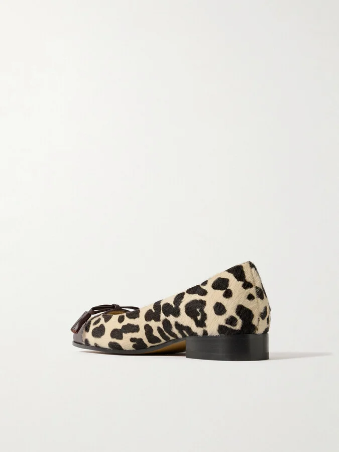 Valentino Garavani - Ballerina Leather-trimmed Leopard-print Calf Hair Flats - Animal print - Image 3
