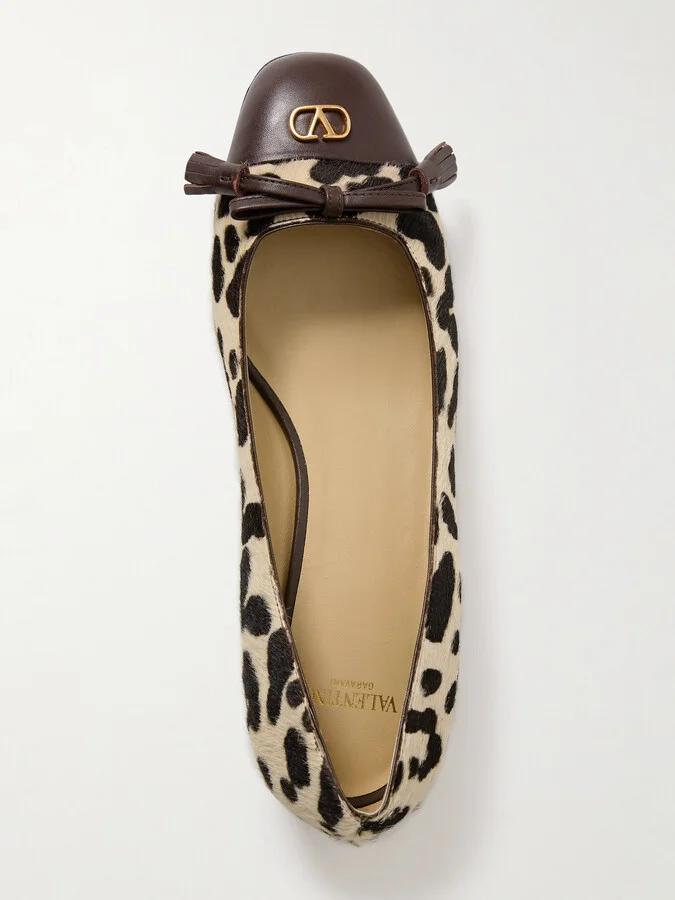 Valentino Garavani - Ballerina Leather-trimmed Leopard-print Calf Hair Flats - Animal print - Image 5