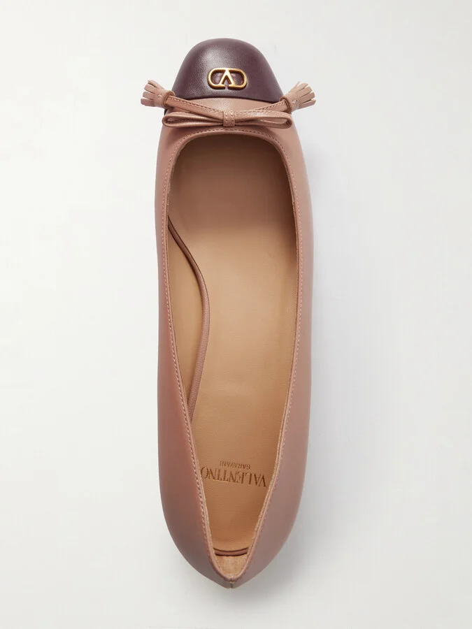 Valentino Garavani - Ballerina Two-tone Leather Flats - Pink - Image 5