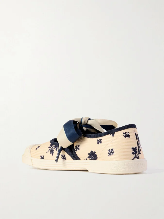 Valentino Garavani - Bay By Bay Ballerina Rubber-trimmed Printed Silk-jacquard Sneakers - Off-white - Image 3