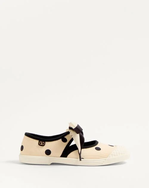 Valentino Garavani Bay By Bay Ballerina Sneakers In Moiré Plus De Pois Fabric