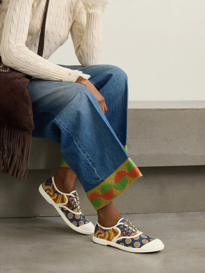 Valentino Garavani - Bay By Bay Printed Twill Sneakers - Blue - Image 2