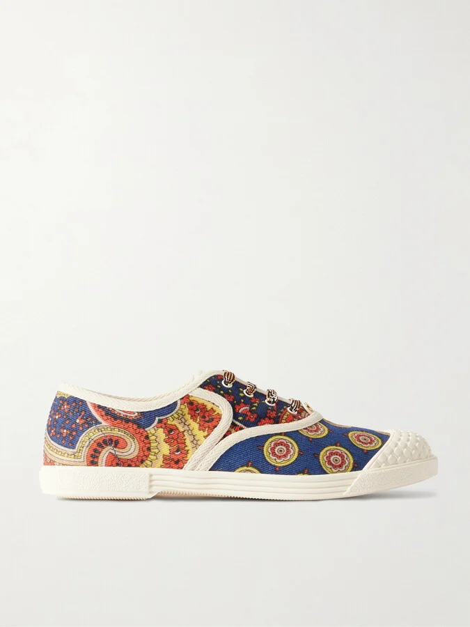 Valentino Garavani - Bay By Bay Printed Twill Sneakers - Blue