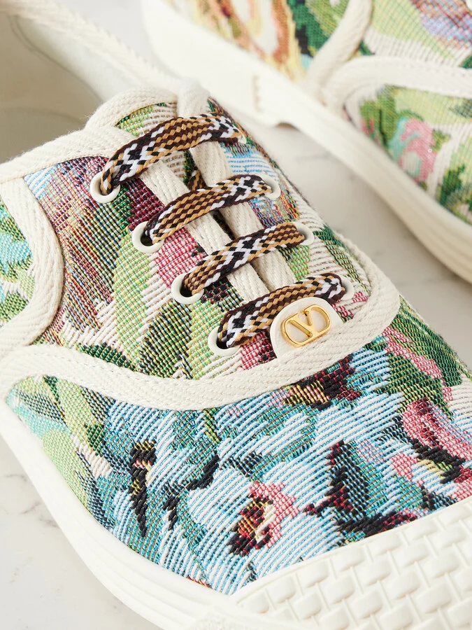 Valentino Garavani - Bay By Bay Rubber-trimmed Metallic Jacquard Sneakers - Multi - Image 4