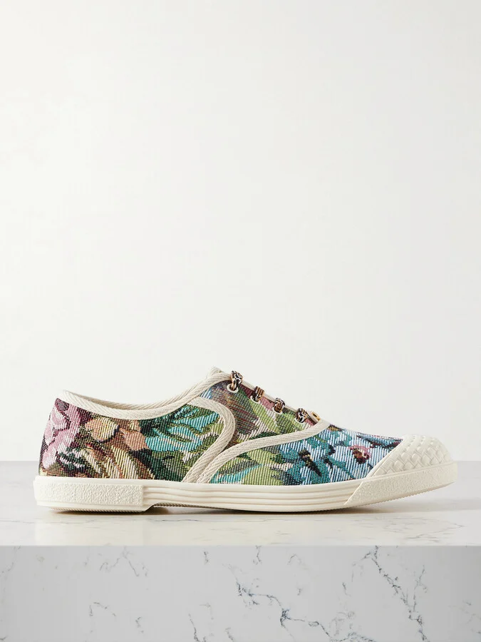 Valentino Garavani - Bay By Bay Rubber-trimmed Metallic Jacquard Sneakers - Multi