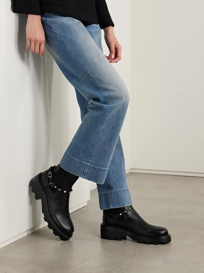 Valentino Garavani - Beatle Rockstud 55 Leather Chelsea Boots - Black - Image 3