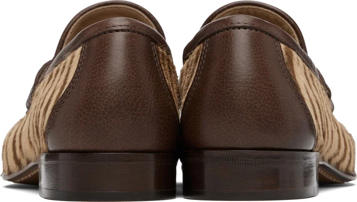 Valentino Garavani Beige & Brown VLogo Signature Calfskin Loafers - Image 2
