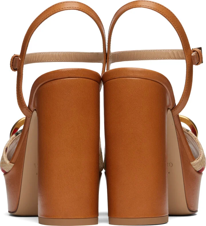 Valentino Garavani Beige & Brown VLogo Signature Cherryfic Platform Sandals - Image 2
