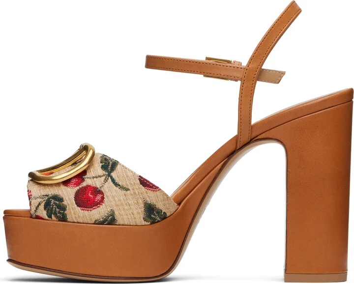 Valentino Garavani Beige & Brown VLogo Signature Cherryfic Platform Sandals - Image 3