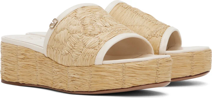 Valentino Garavani Beige Raffia Sandals - Image 4