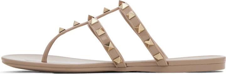 Valentino Garavani Beige Rockstud Sandals - Image 3