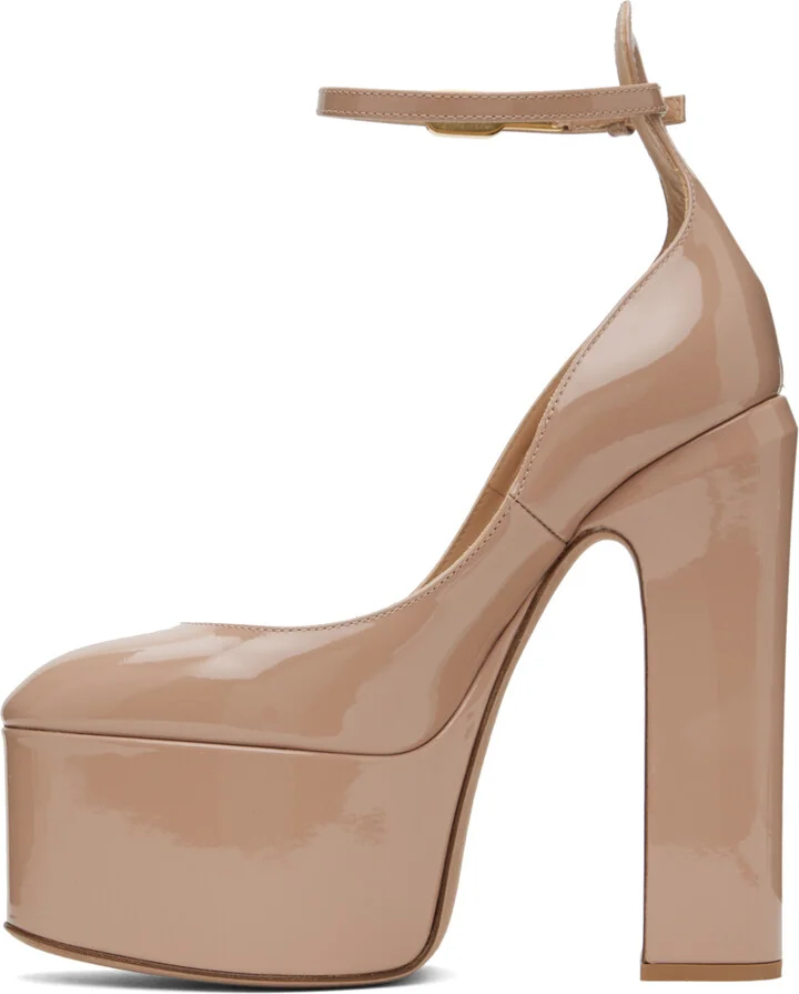 Valentino Garavani Beige Tan-Go 155 Platform Pumps - Image 3