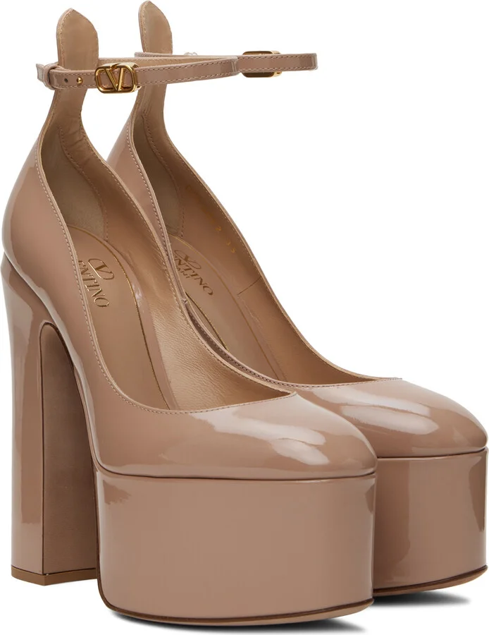 Valentino Garavani Beige Tan-Go 155 Platform Pumps - Image 4