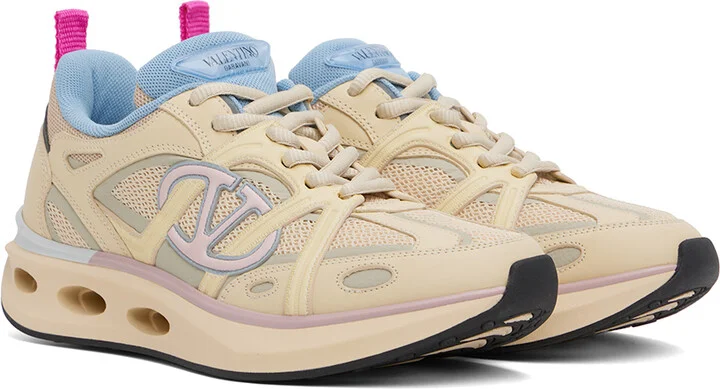 Valentino Garavani Beige Vlogo Easyjog Sneakers - Image 4