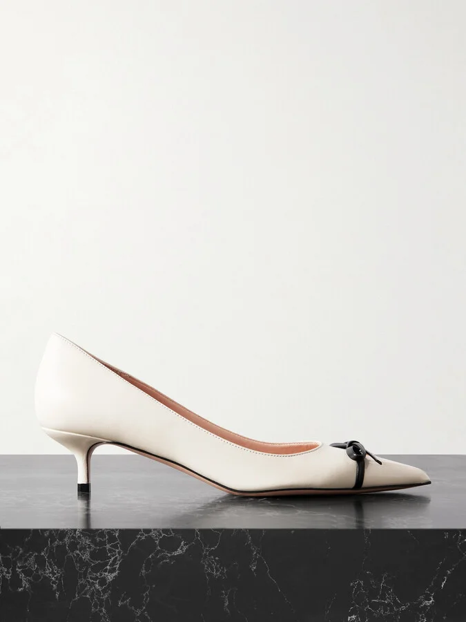Valentino Garavani - Bepointy 45 Bow-embellished Two-tone Leather Pumps - Ivory