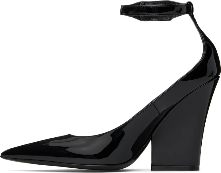 Valentino Garavani Black Ankle Strap Patent Leather Heels - Image 3
