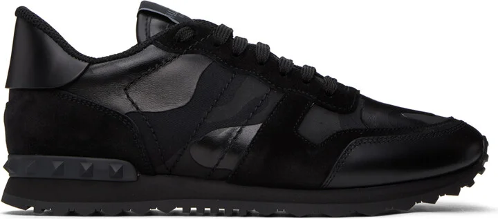 Valentino Garavani Black Camouflage Noir Rockrunner Sneakers