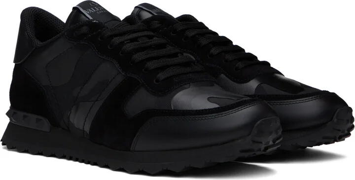 Valentino Garavani Black Camouflage Rockrunner Sneakers - Image 4