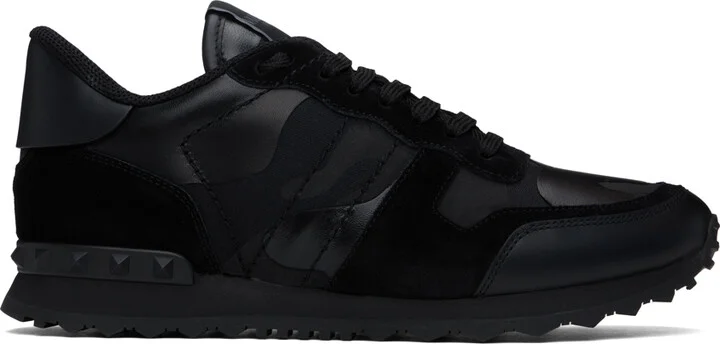 Valentino Garavani Black Camouflage Rockrunner Sneakers