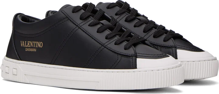 Valentino Garavani Black Cityplanet Calfskin Sneakers - Image 4