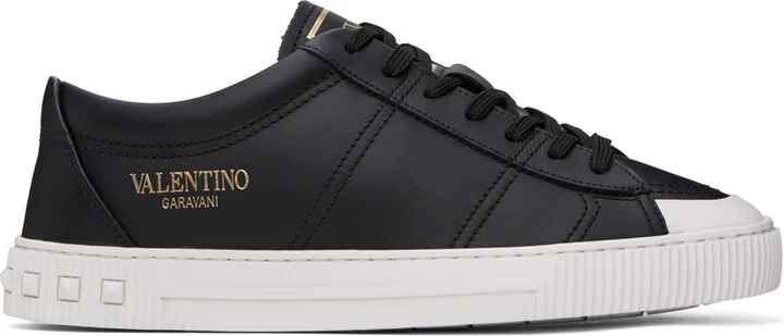 Valentino Garavani Black Cityplanet Calfskin Sneakers