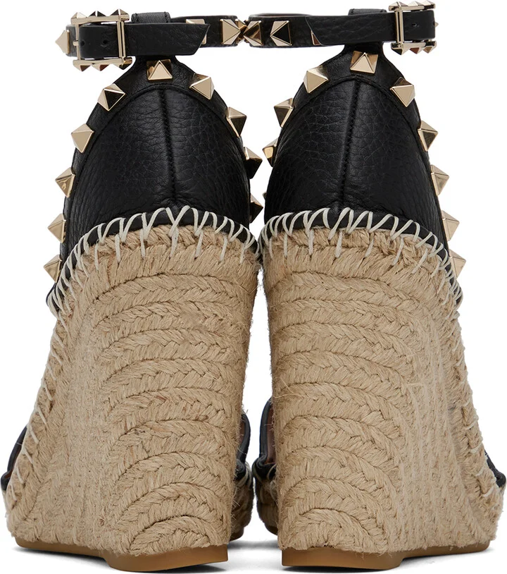 Valentino Garavani Black Double Rockstud Heeled Sandals - Image 2