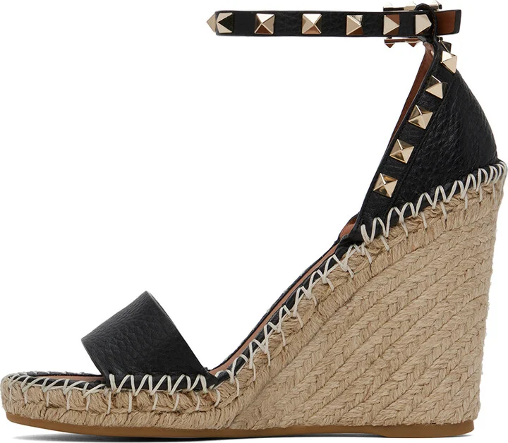Valentino Garavani Black Double Rockstud Heeled Sandals - Image 3