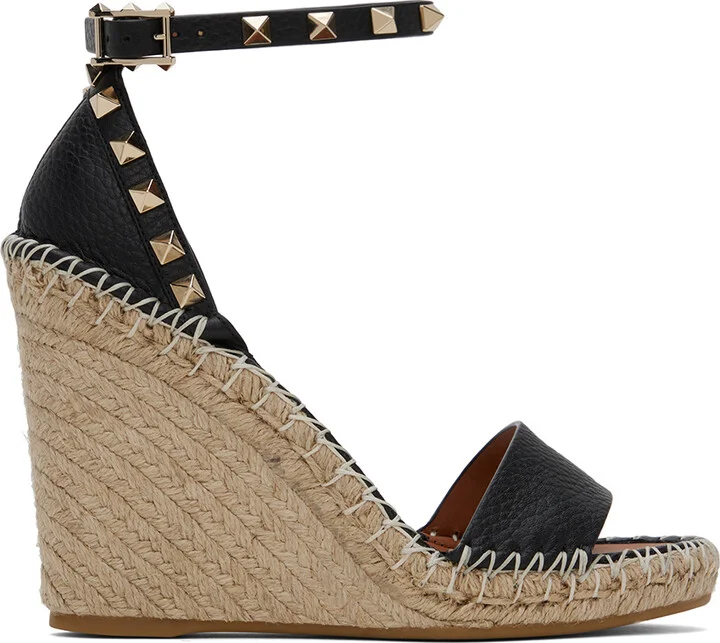 Valentino Garavani Black Double Rockstud Heeled Sandals