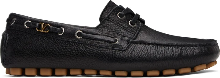 Valentino Garavani Black Driver Fastaway Buffalo Loafers