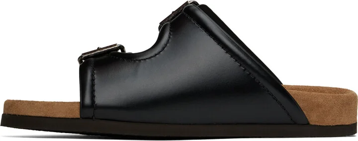 Valentino Garavani Black Fussfriend Calfskin Slides - Image 3