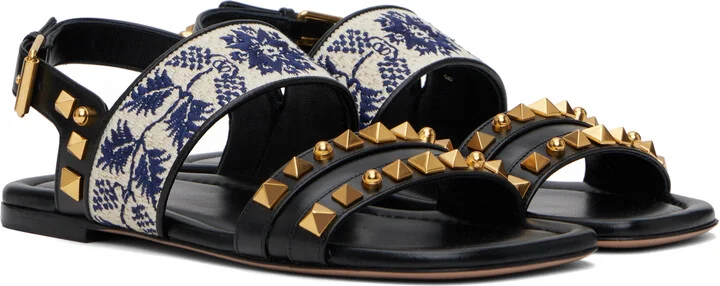 Valentino Garavani Black Grape Embroidery County Sandals - Image 4
