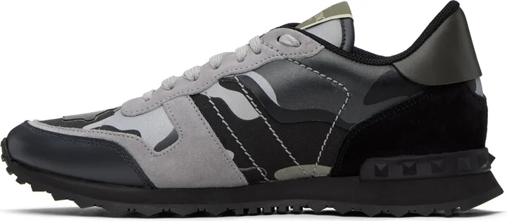 Valentino Garavani Black & Gray Rockrunner Sneakers - Image 3