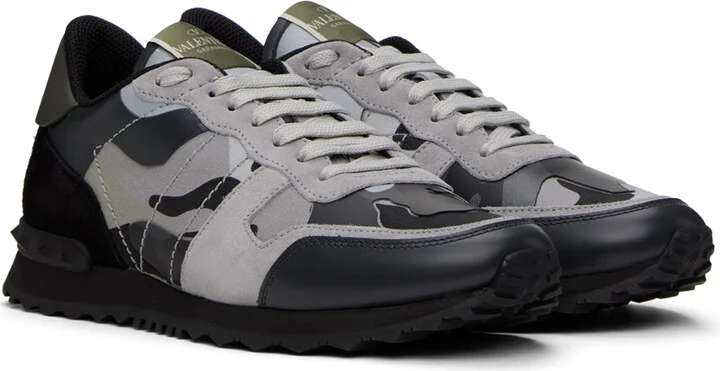 Valentino Garavani Black & Gray Rockrunner Sneakers - Image 4