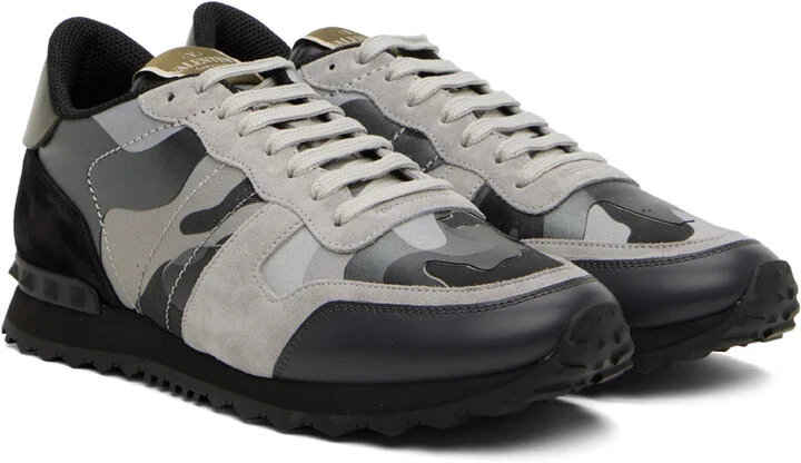 Valentino Garavani Black & Gray Rockrunner Sneakers - Image 4