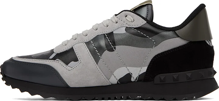 Valentino Garavani Black & Gray Rockrunner Sneakers - Image 3