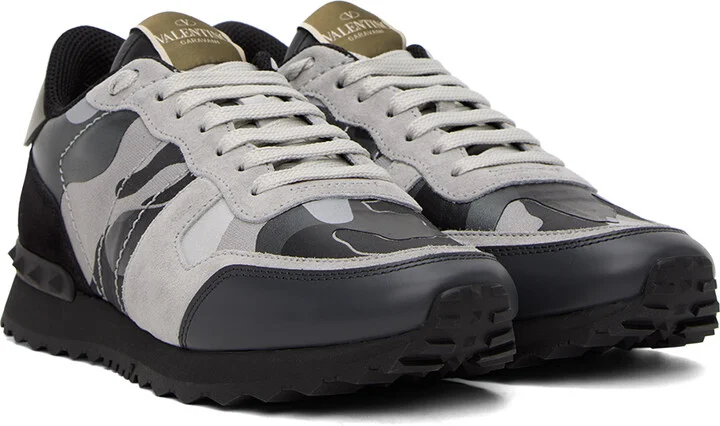 Valentino Garavani Black & Gray Rockrunner Sneakers - Image 4