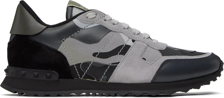 Valentino Garavani Black & Gray Rockrunner Sneakers