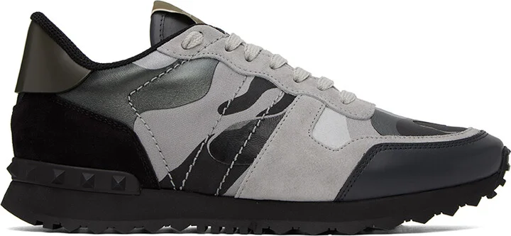 Valentino Garavani Black & Gray Rockrunner Sneakers