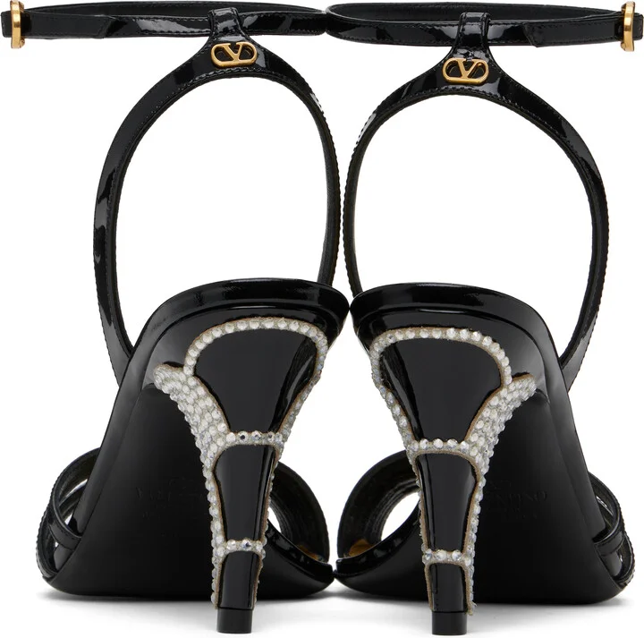 Valentino Garavani Black Ladycrush Patent Leather Heeled Sandals - Image 2
