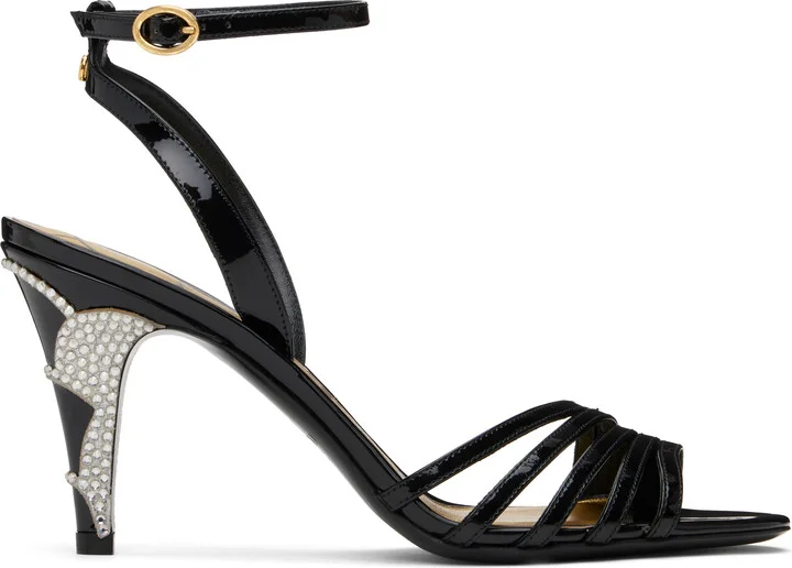 Valentino Garavani Black Ladycrush Patent Leather Heeled Sandals