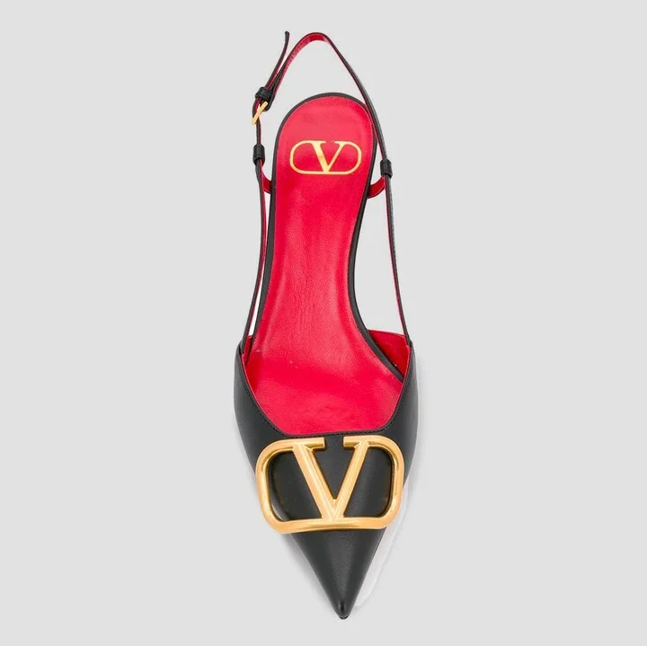 Valentino Garavani Black Leather Pumps - Image 4