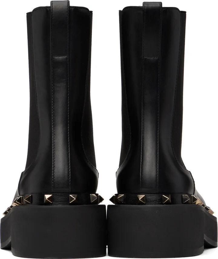 Valentino Garavani Black M-Way Rockstud Chelsea Boots - Image 2