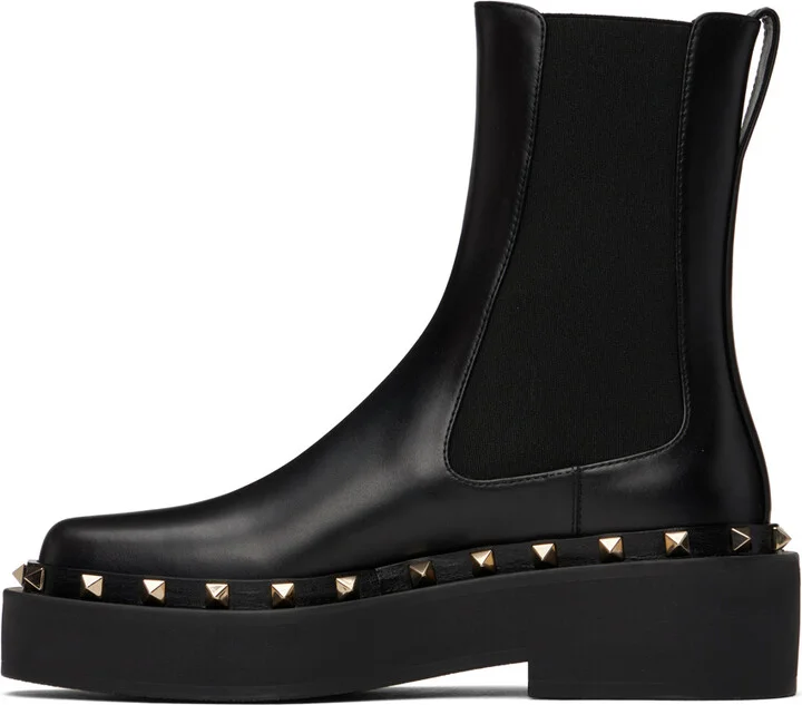 Valentino Garavani Black M-Way Rockstud Chelsea Boots - Image 3