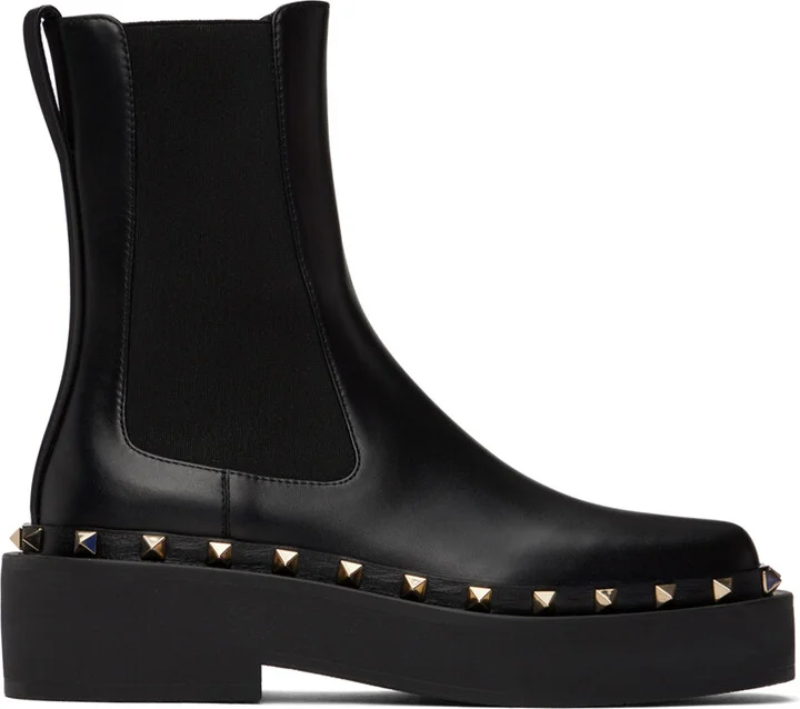 Valentino Garavani Black M-Way Rockstud Chelsea Boots