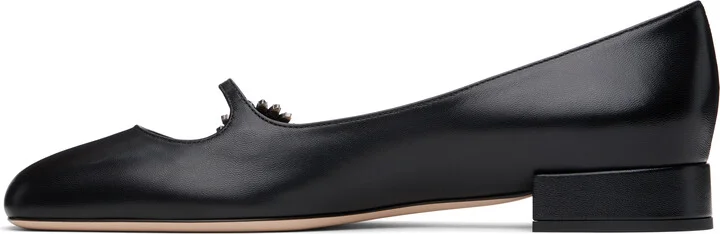 Valentino Garavani Black Mary-Jane Preshoes Ballerina Flats - Image 3