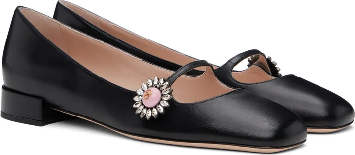 Valentino Garavani Black Mary-Jane Preshoes Ballerina Flats - Image 4